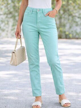 AG The Stilt Calypso Aqua Skinny Jeans 27R Made in USA Stretch Denim Cigarette